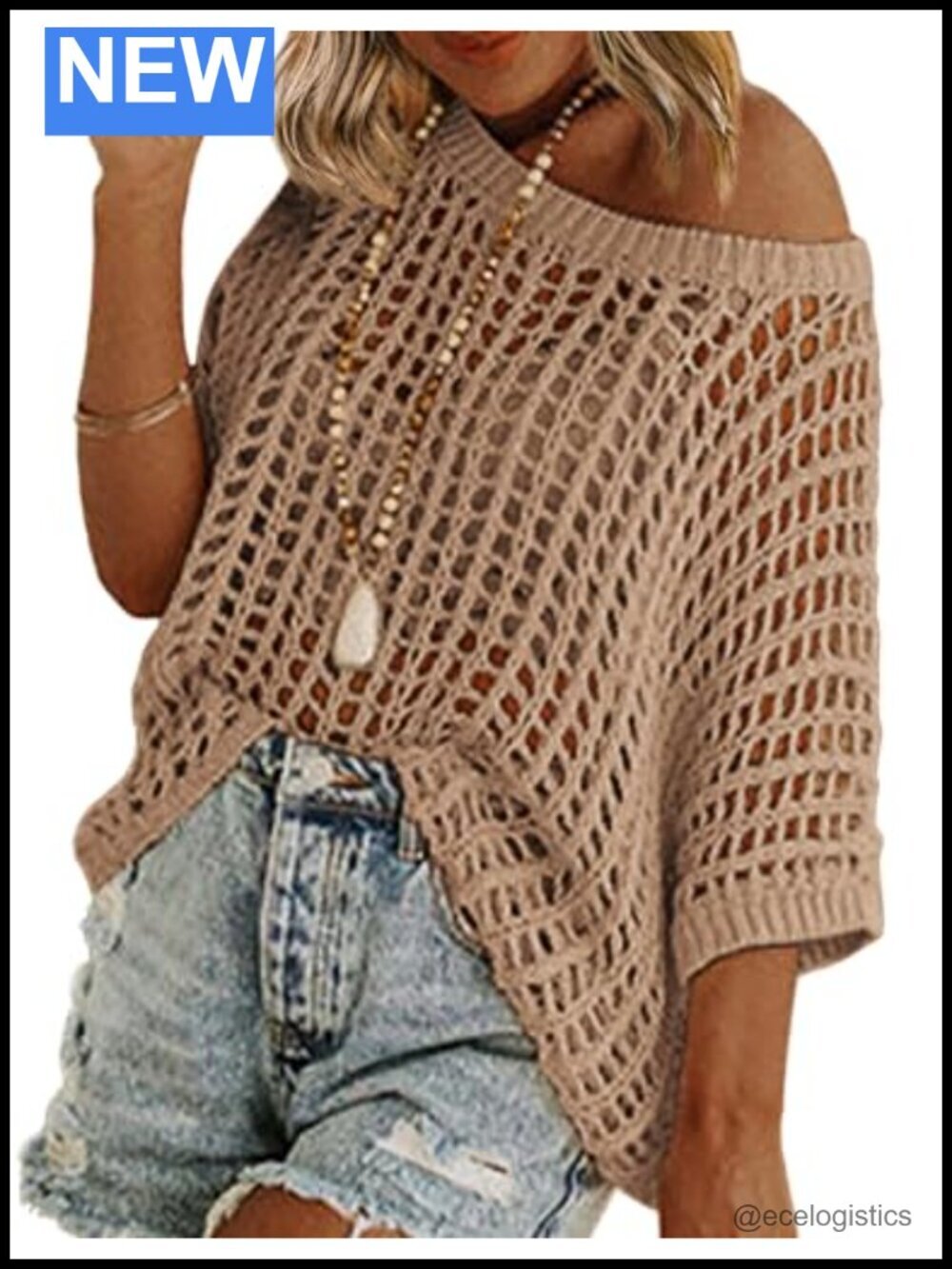 Short Sleeve Crochet Sweater Lightweight Summer Top Loose Hollow Out Pullover